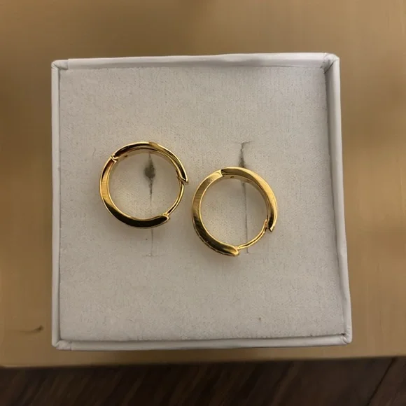 DIANE VON FURSTENBERG HUGGY HOOPS GOLD SHINY STONES - Picture 2 of 4